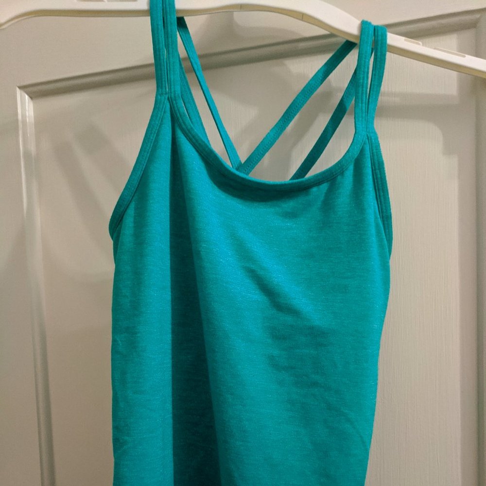 Teal Criss Cross Strap Cute Workout Tank Top